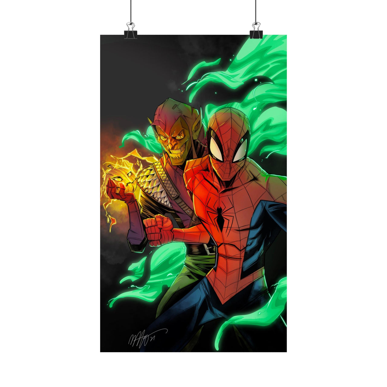 Unsigned - Spider-Man & Green Goblin | Art of Malo | Matte Vertical Posters