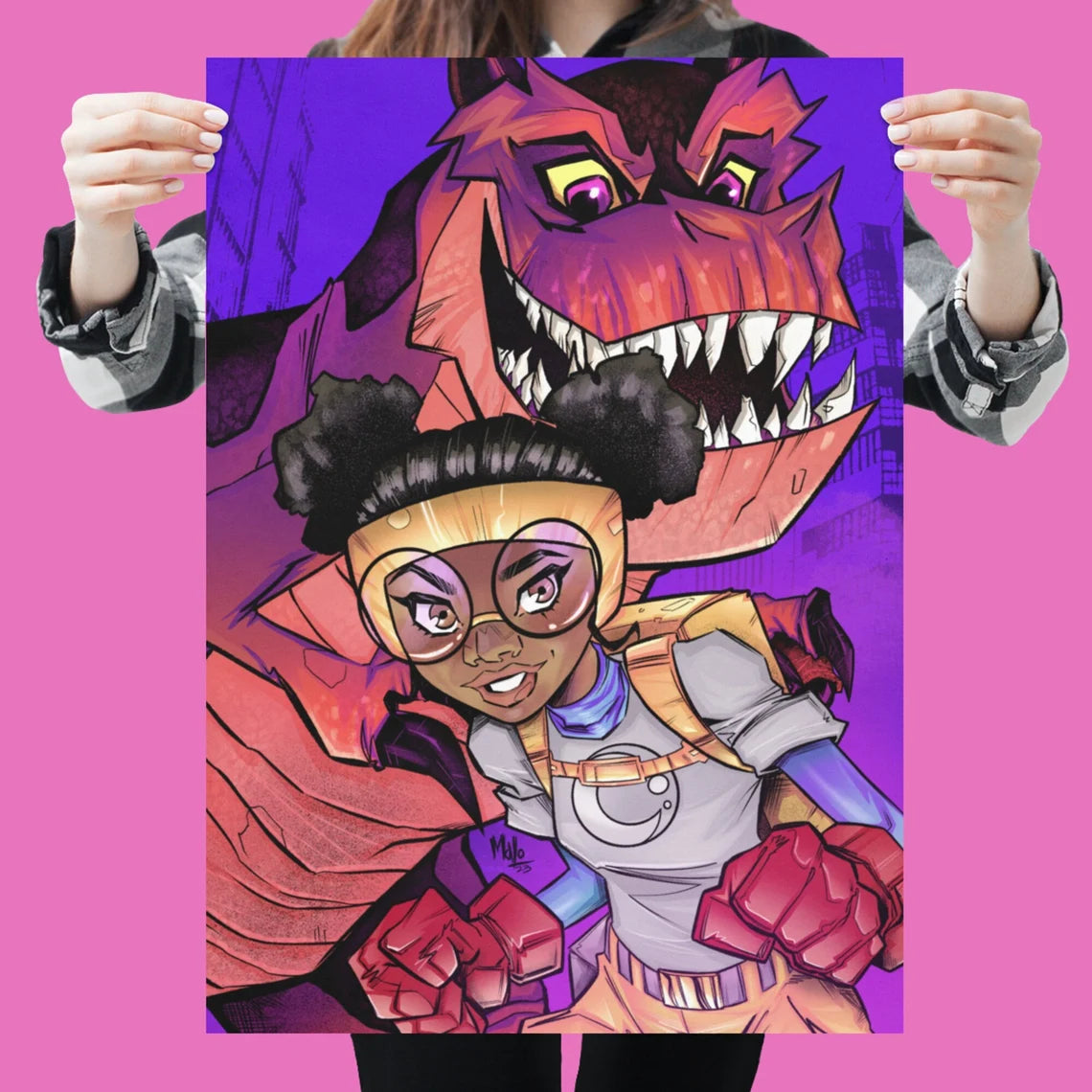 Moon Girl & Devil Dinosaur Satin Posters (300gsm) | Art of Malo | Marvel Comics | Unsigned