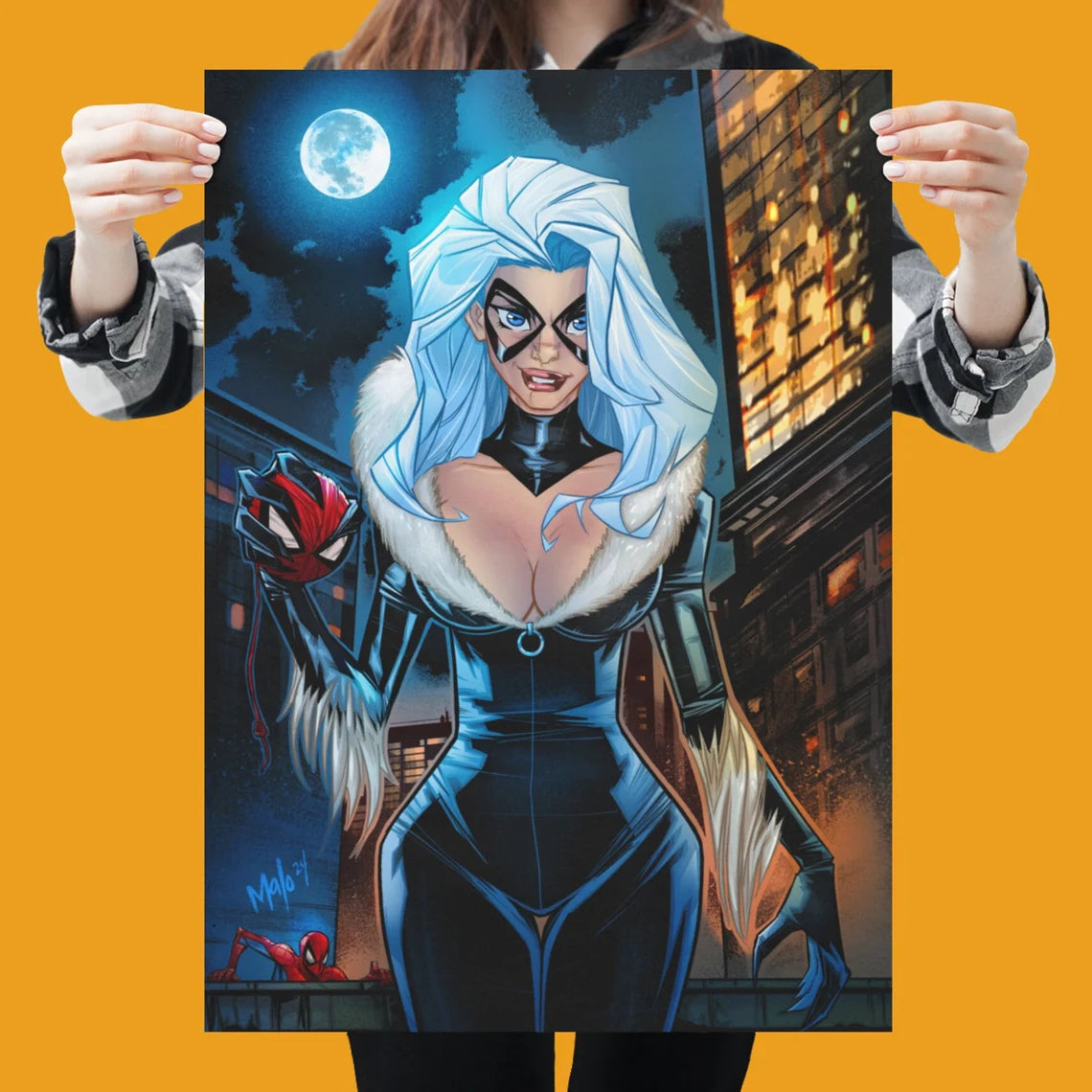 Black Cat Satin Poster (300gsm) | Art of MALO | DC Comics | Unsigned