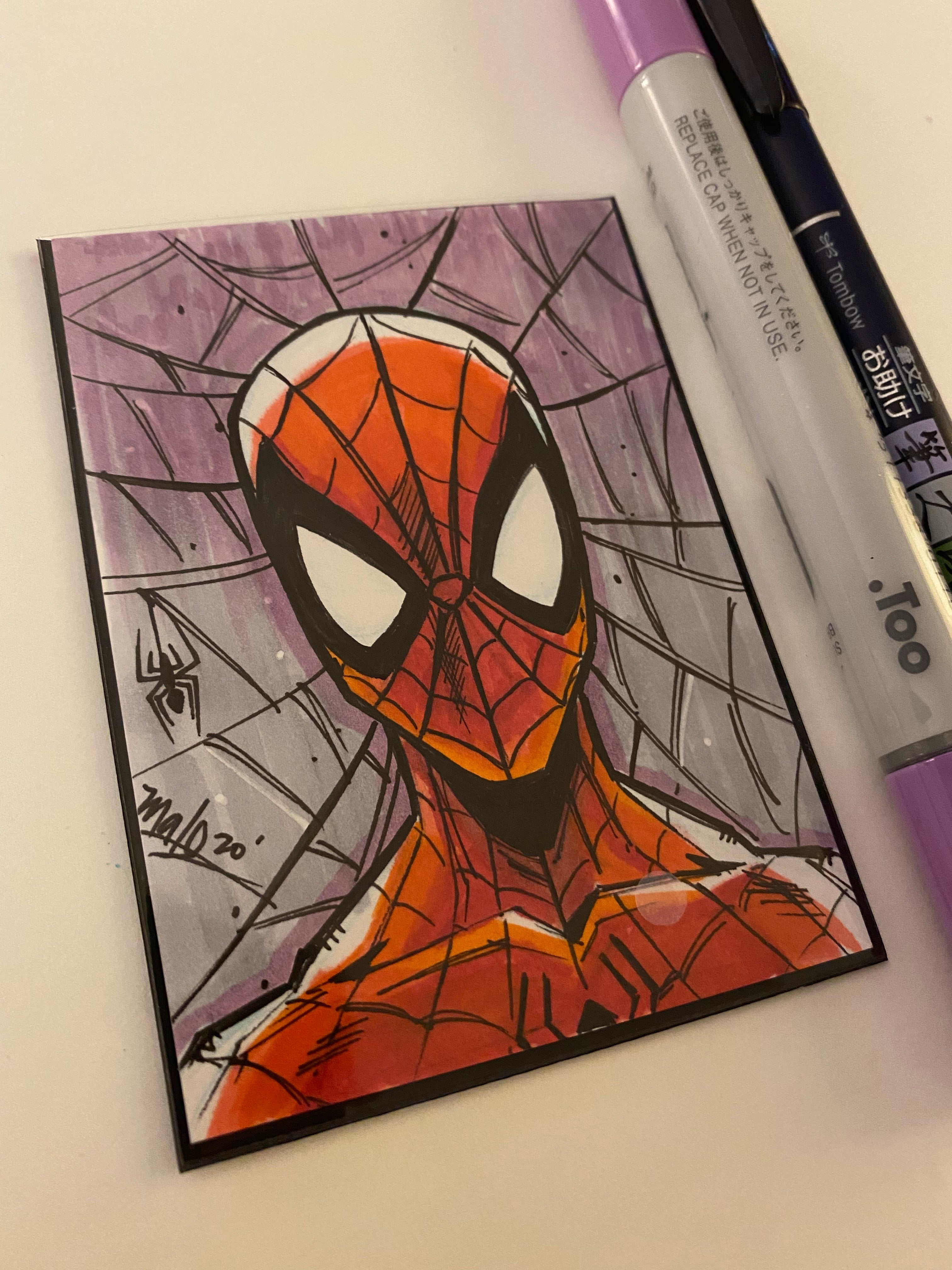 Spider-Man Sketched Marker Drawing Luggage Tag