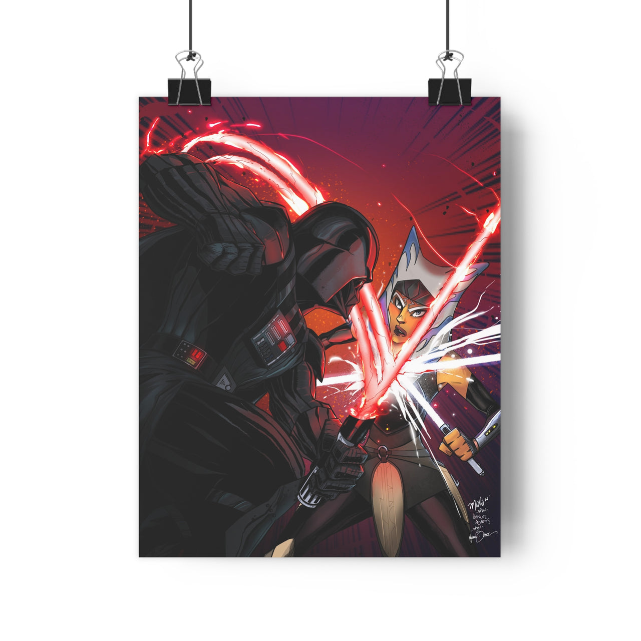 Darth Vader vs. Ahsoka Tano Poster Giclée Art Print  | Art of Malo | *Unsigned