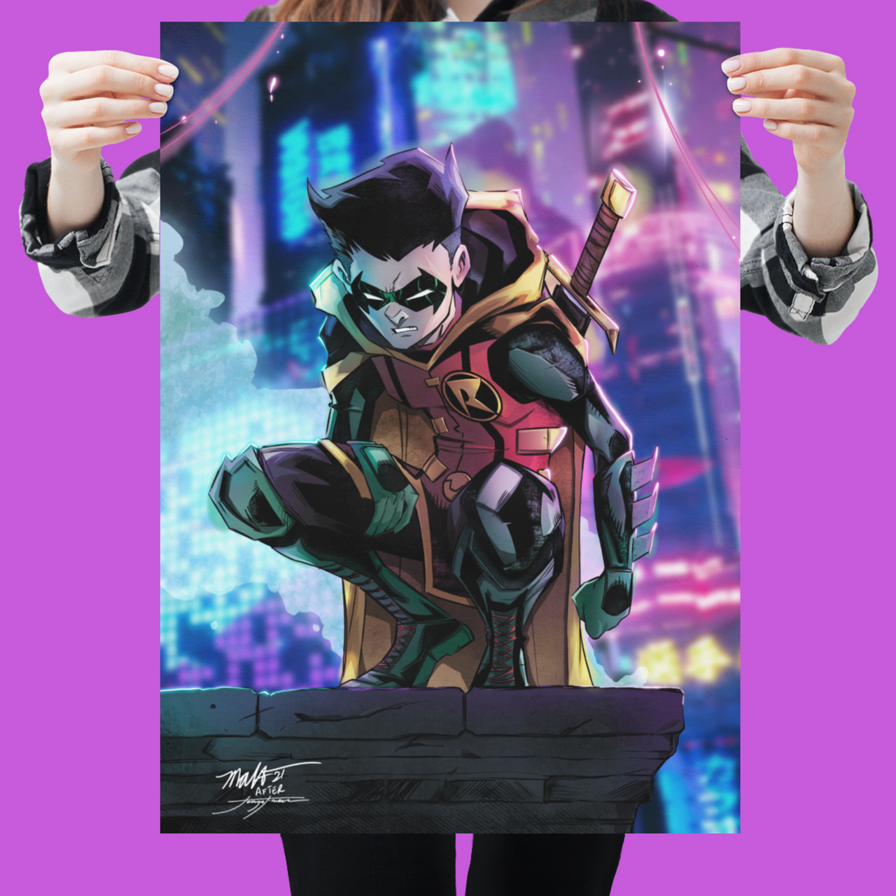 Unsigned - Robin | Damian Wayne | Art of Malo | Matte Vertical Posters