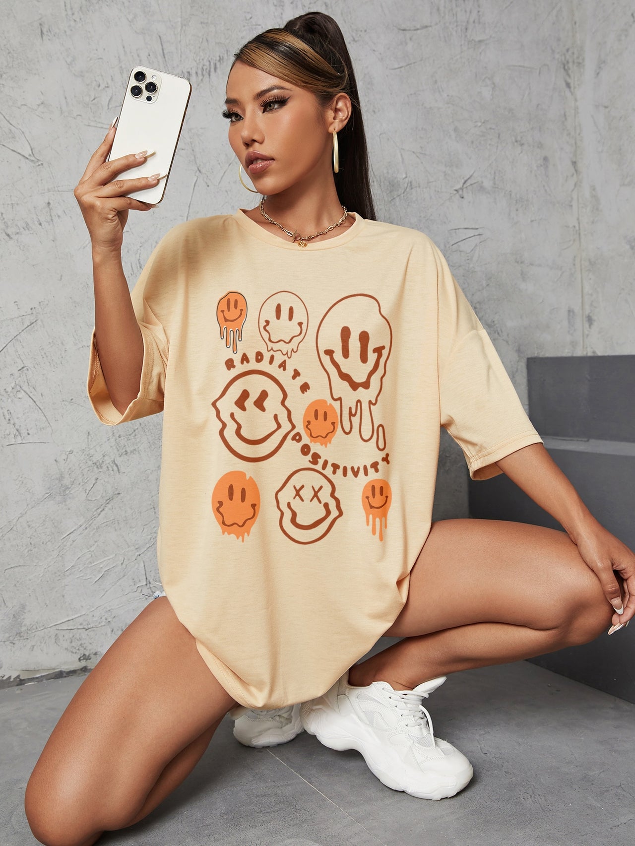 Letter Expression Print Drop Shoulder Tee