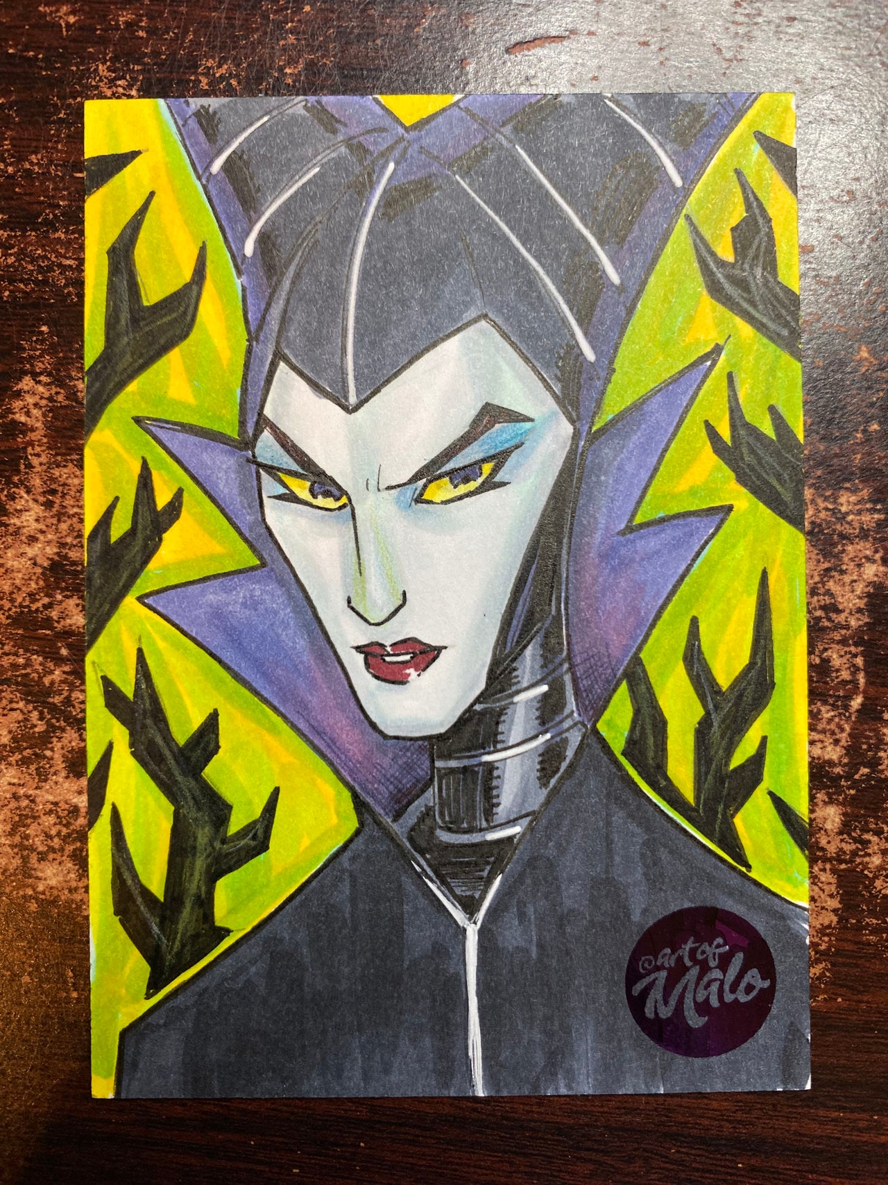 Maleficent on 2.5 x 3.5 sketch card