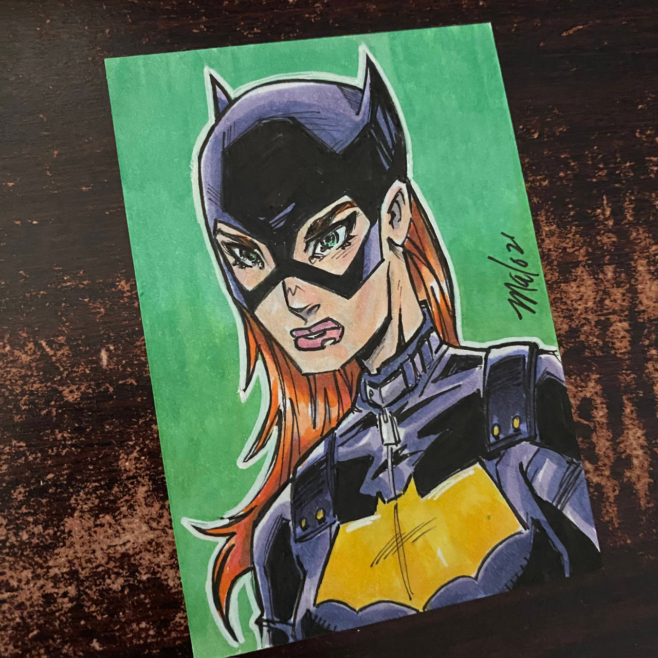 Batgirl on 2.5 x 3.5 sketch card