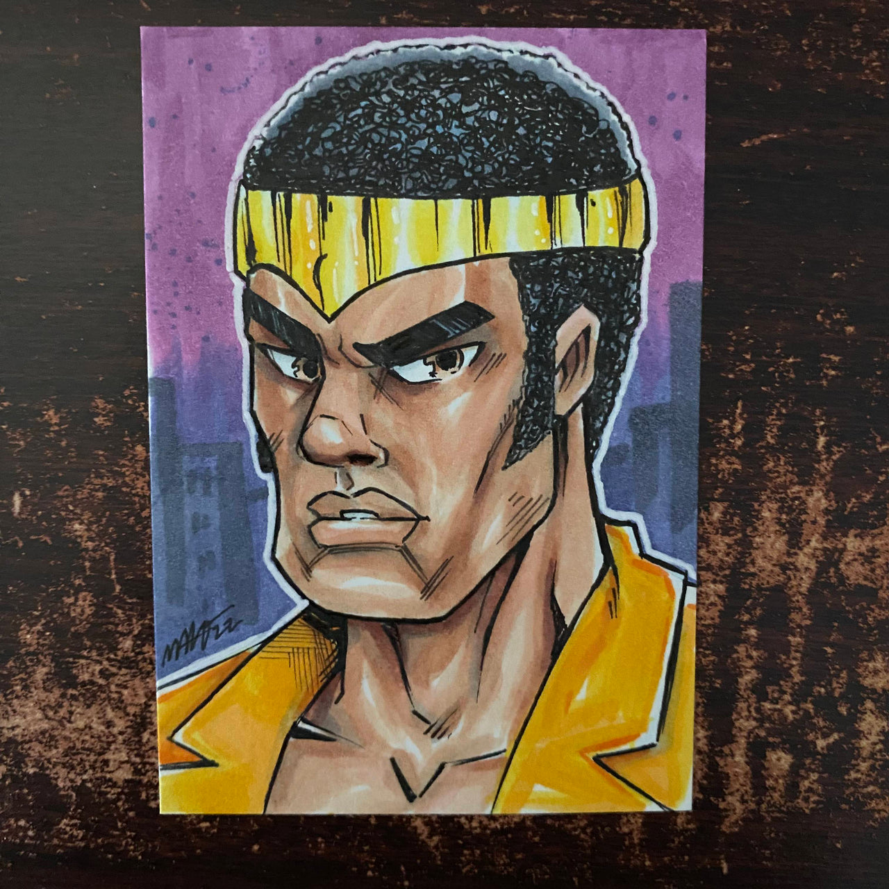 Powerman / Luke Cage on 2.5 x 3.5 sketch card