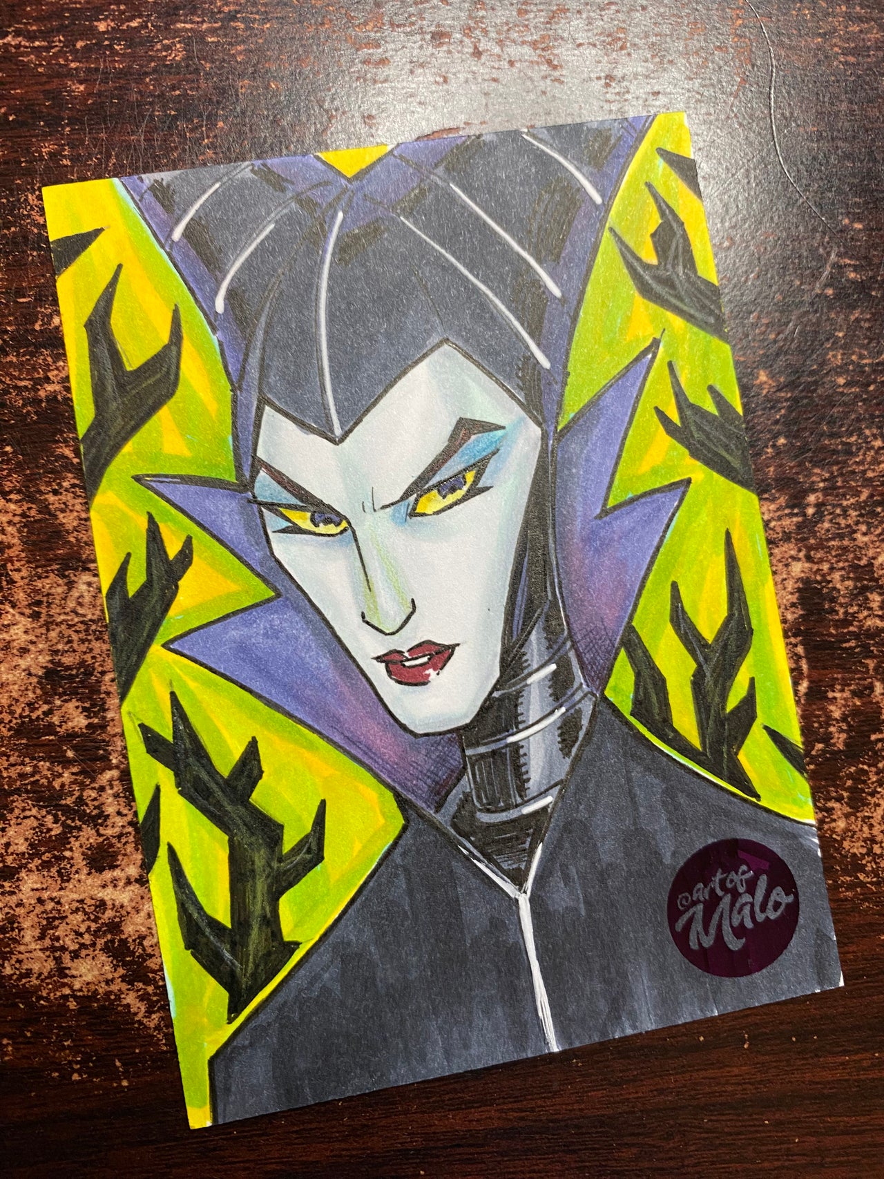 Maleficent on 2.5 x 3.5 sketch card