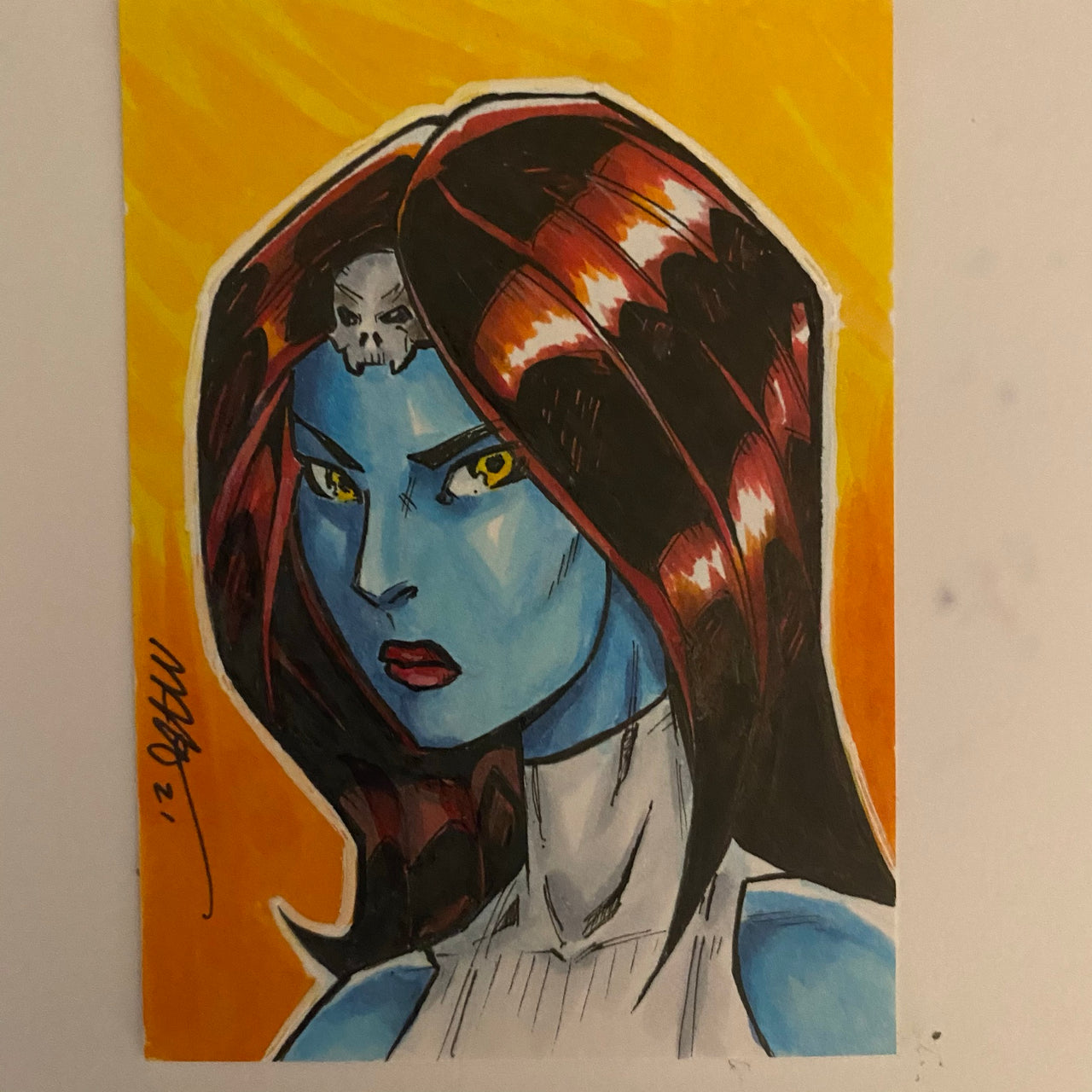 Mystique on 2.5 x 3.5 sketch card