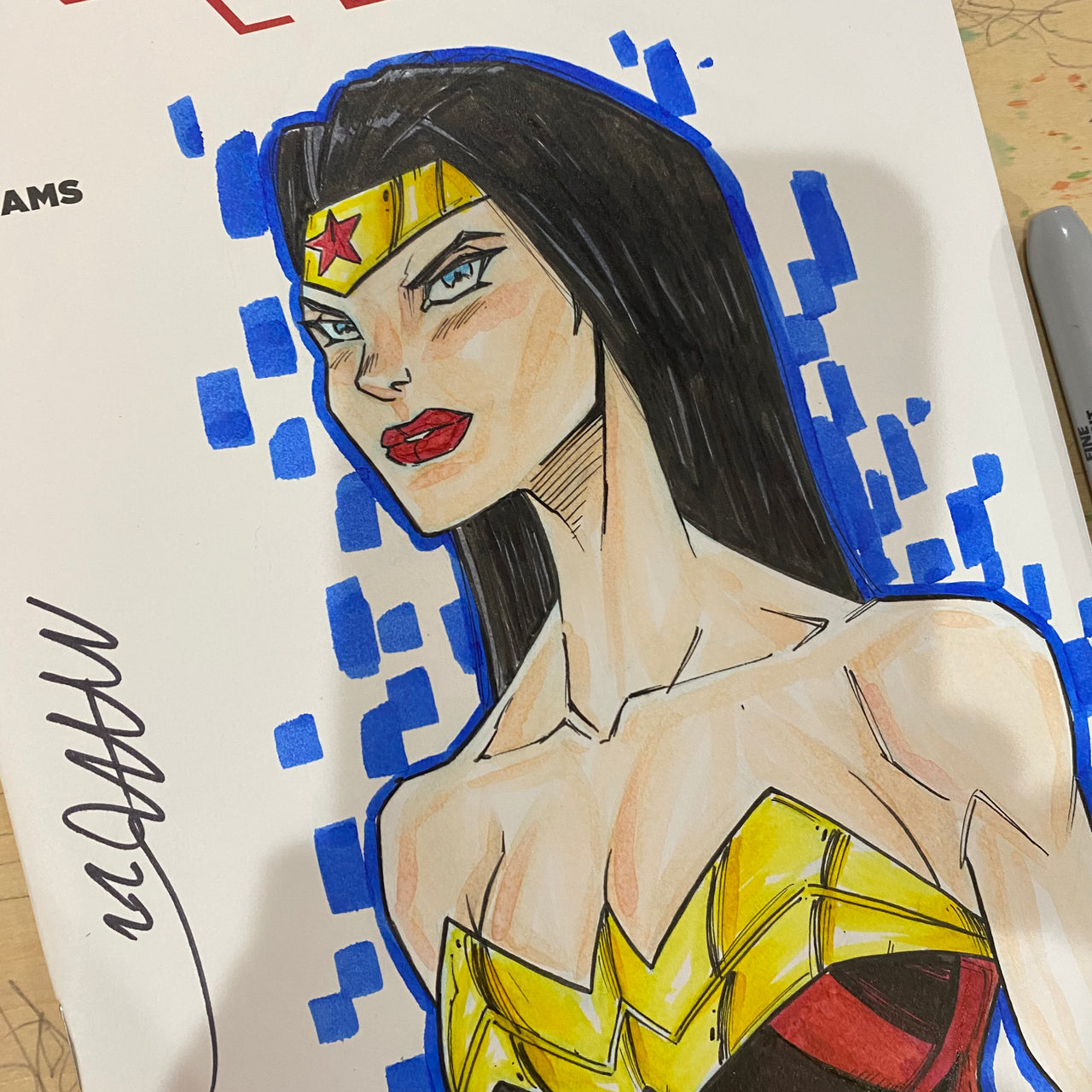 Wonder Woman on Justice League #1 Sketch Cover