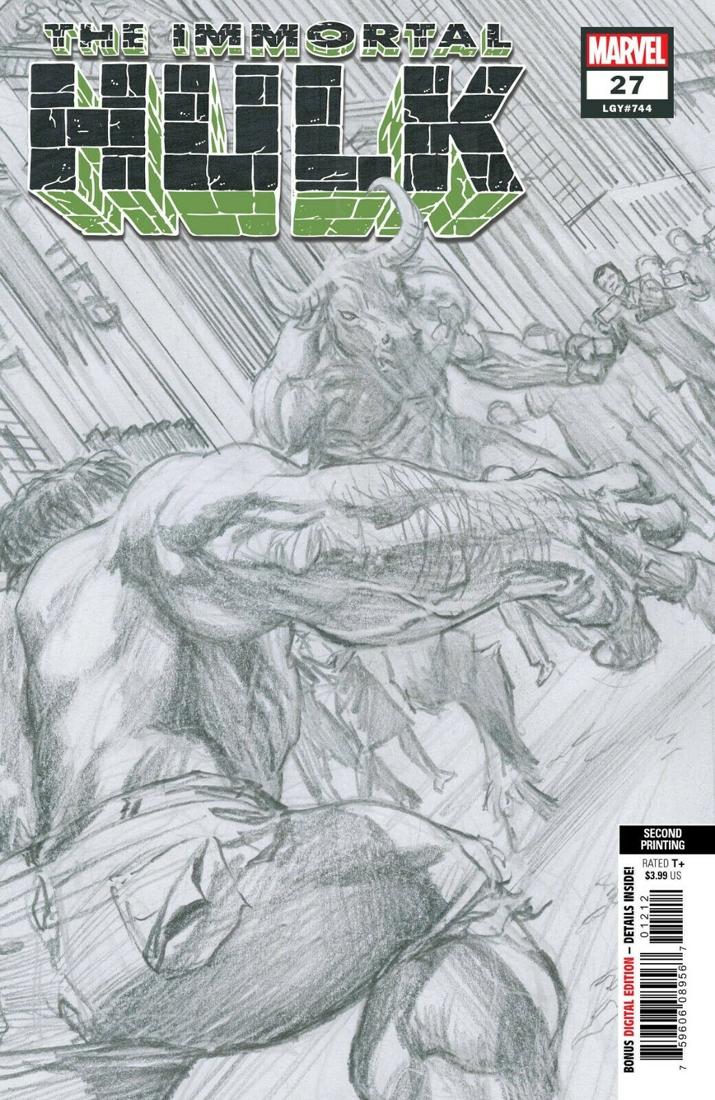 IMMORTAL HULK 27 ALEX ROSS 2nd PRINT B&W SKETCH VARIANT